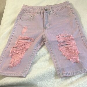 Purple Jean shorts with ripped